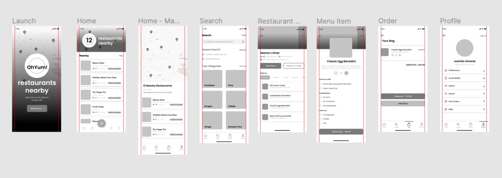 OhYum! — Digital Wireframes