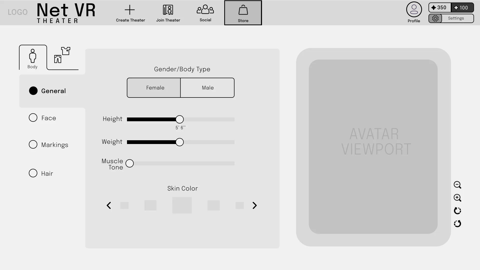 The Net VR — Low-Fidelity Wireframes (4 of 4)